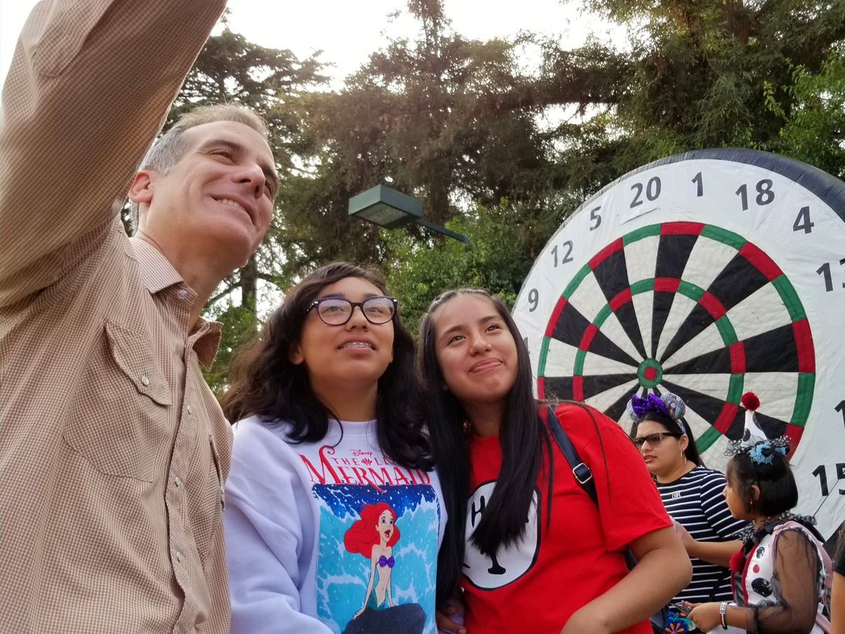 <strong>Halloween Spooktacular:</strong> Los Angeles Mayor Eric Garcetti and prevention program families at annual Halloween event